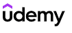 Shows the word Udemy in Black coloured letters with a white background and purple arrow above the u letter